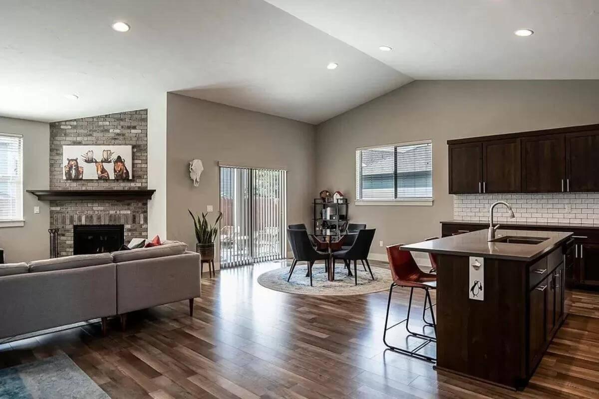 Open-Concept Living with a Touch of Rustic Brick