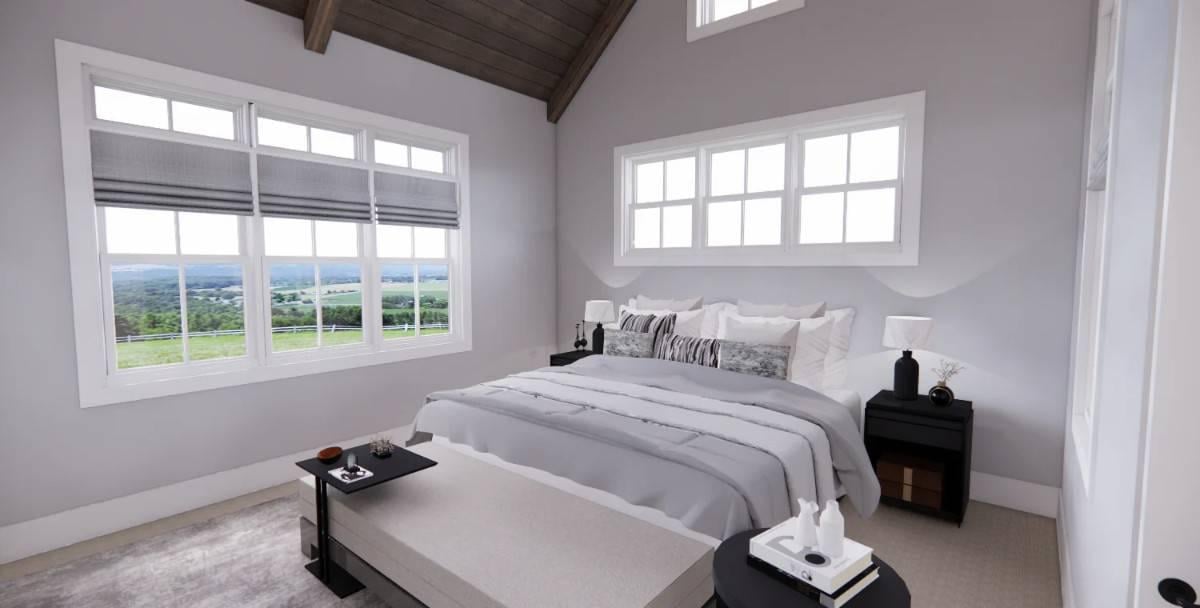 Discover the Relaxing Ambiance in This Vaulted Bedroom with Scenic Views