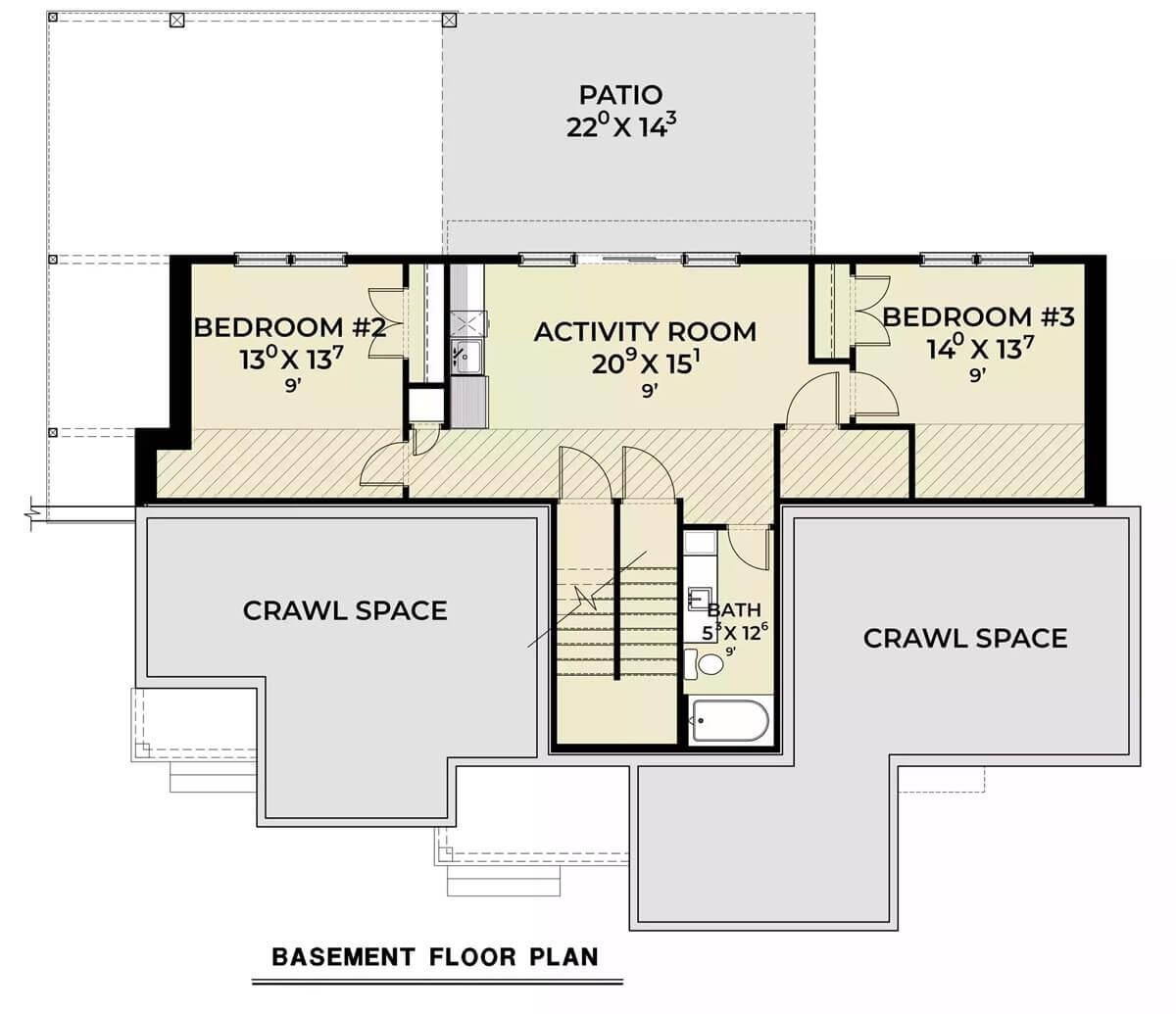 Check Out This Versatile Basement Layout with a Spacious Activity Room