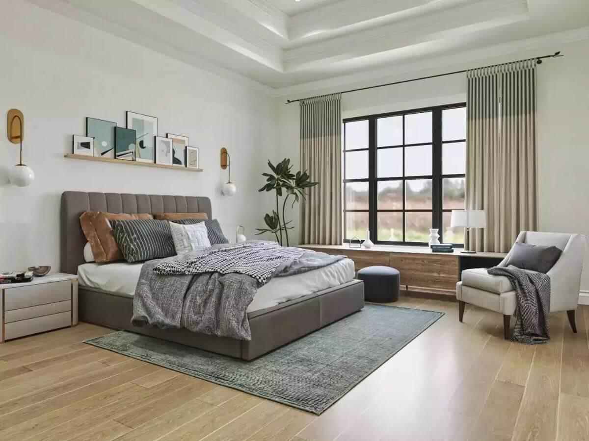 Embrace the Calm in This Bedroom with Layered Decor