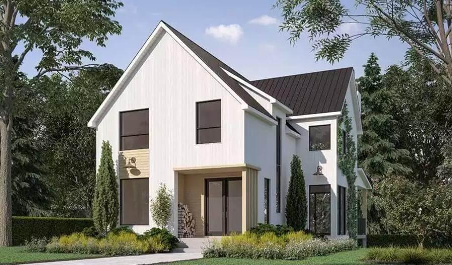 Sleek Gabled Rooflines Paired with Dark Window Accents