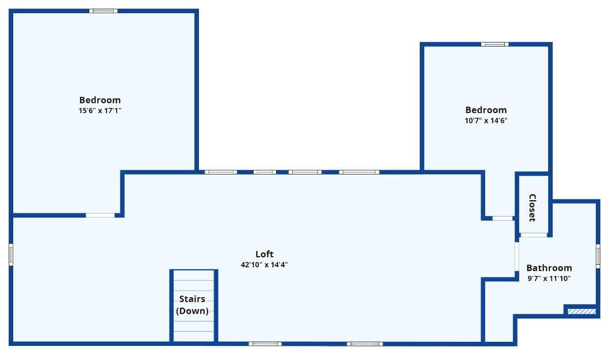 Lofted Upper Level with Versatile Space and Two Bedrooms