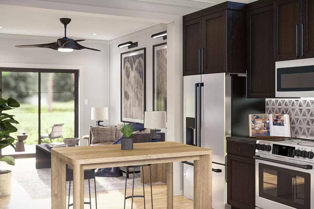 Seamless Flow from Kitchen to Living Area with Smart Design Touches