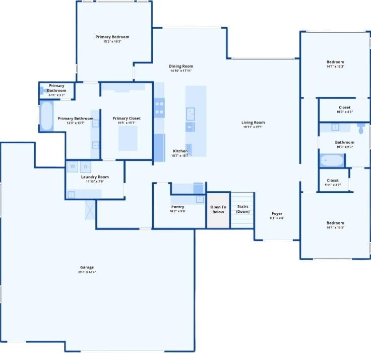 Notice How This Floor Plan Emphasizes Open Living Spaces and Private Retreats