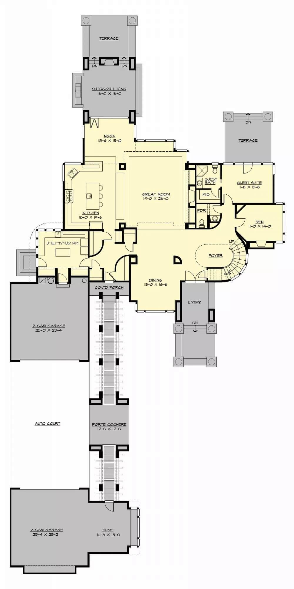 Spacious Craftsman Layout with Thoughtful Terraces and a Porte Cochere