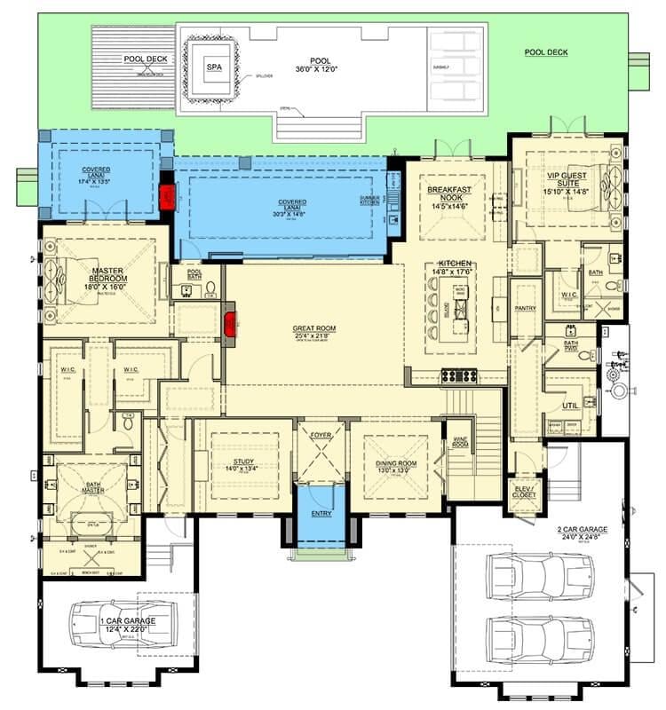 Expansive Main Floor Plan Highlighting Indoor-Outdoor Flow