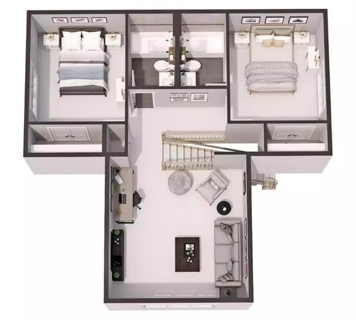 Wow, Look at the Smart Use of Space in This Upper Floor with Central Loft