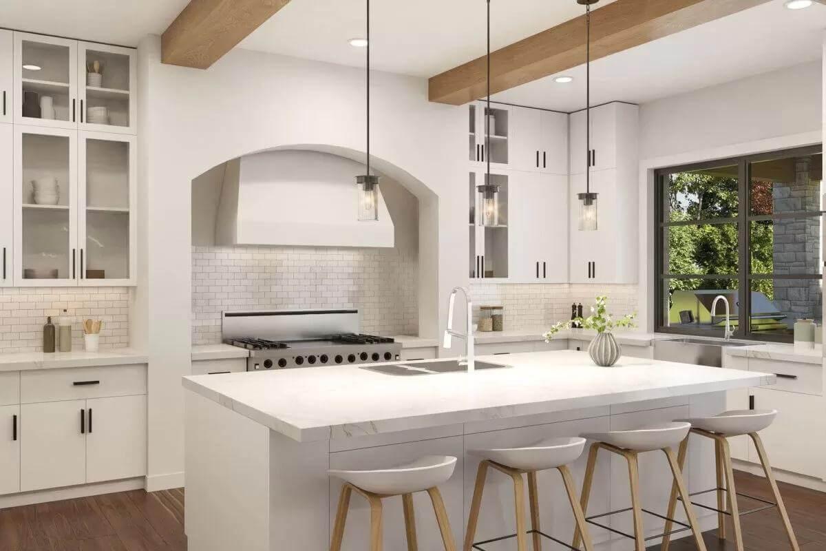 Notice the Exposed Beams Highlighting This Modern Farmhouse Kitchen