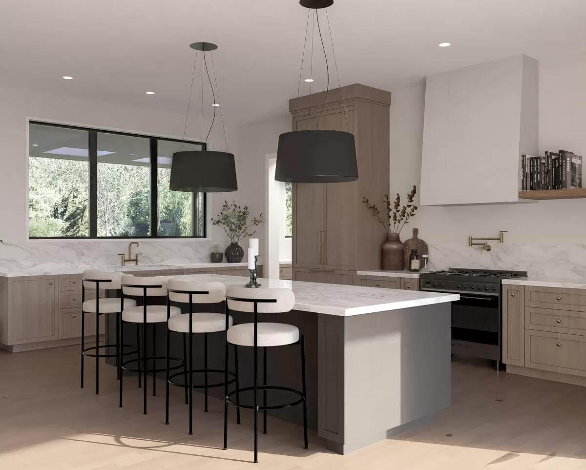 Notice the Elegant Pendant Lights in This Modern Kitchen Design