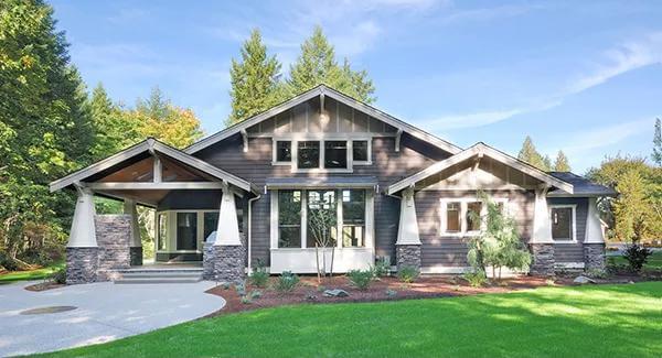 Notice the Striking Exposed Beams on This Craftsman Facade