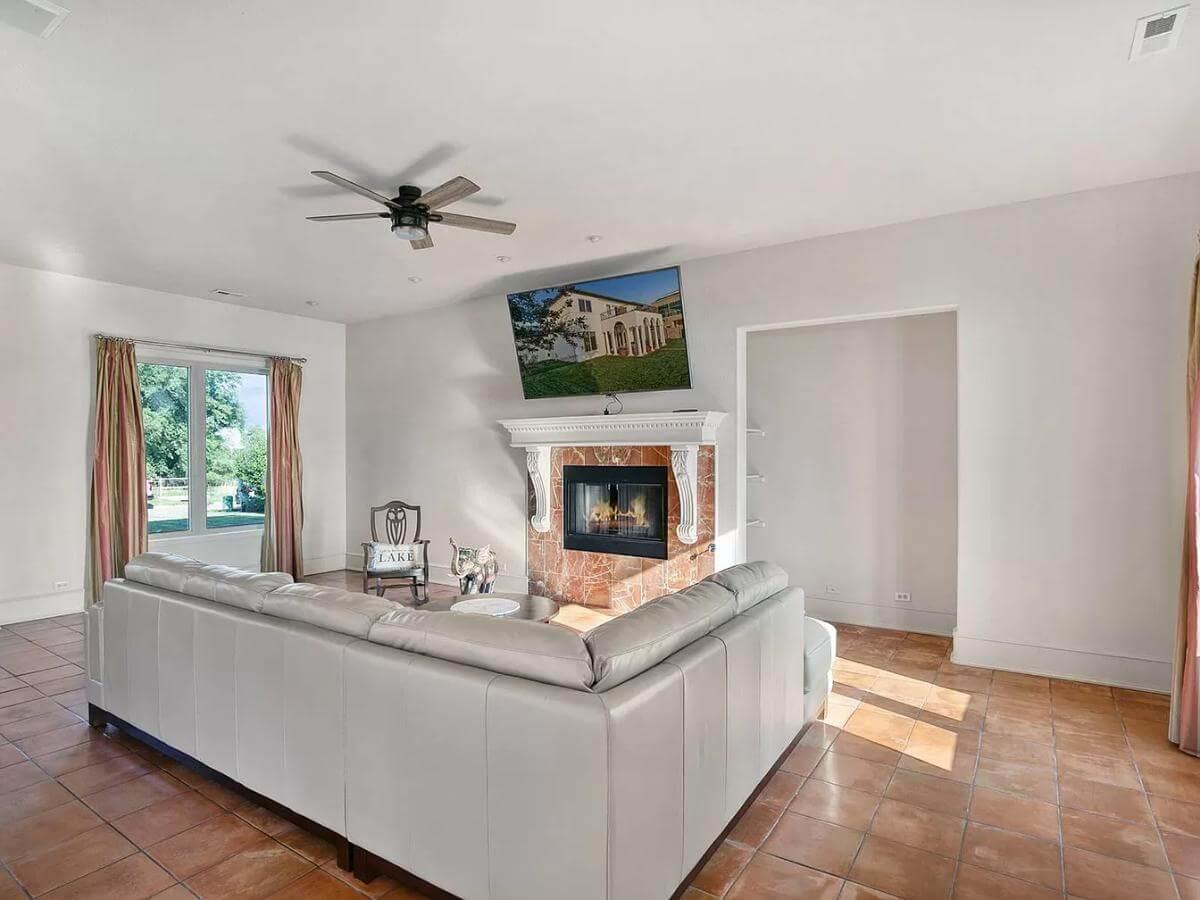 Classic Living Room with Tile Fireplace as the Focal Point
