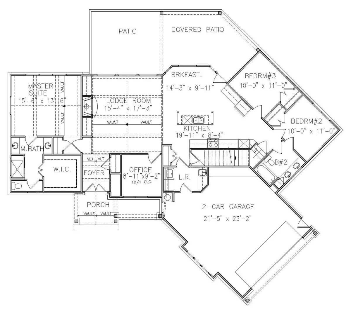Versatile Open Layout with Lodge Room and Corner Office