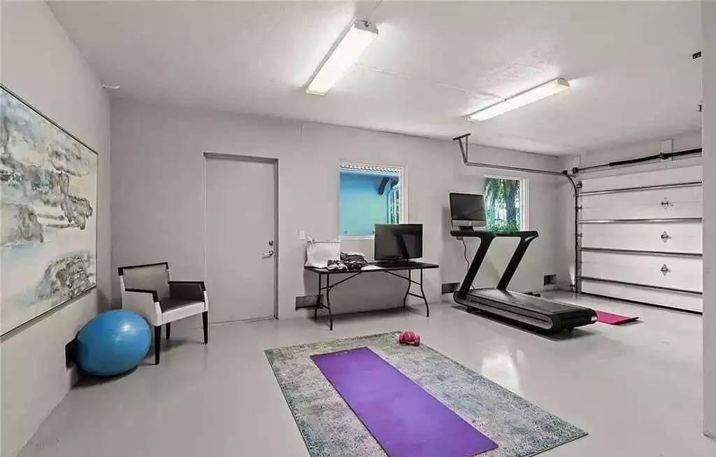 Garage Turned Home Gym with Practical Workout Space