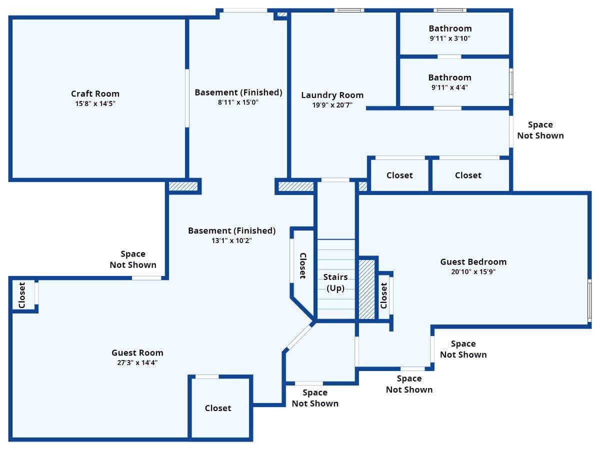 Lower Level with Craft Room and Expansive Guest Quarters