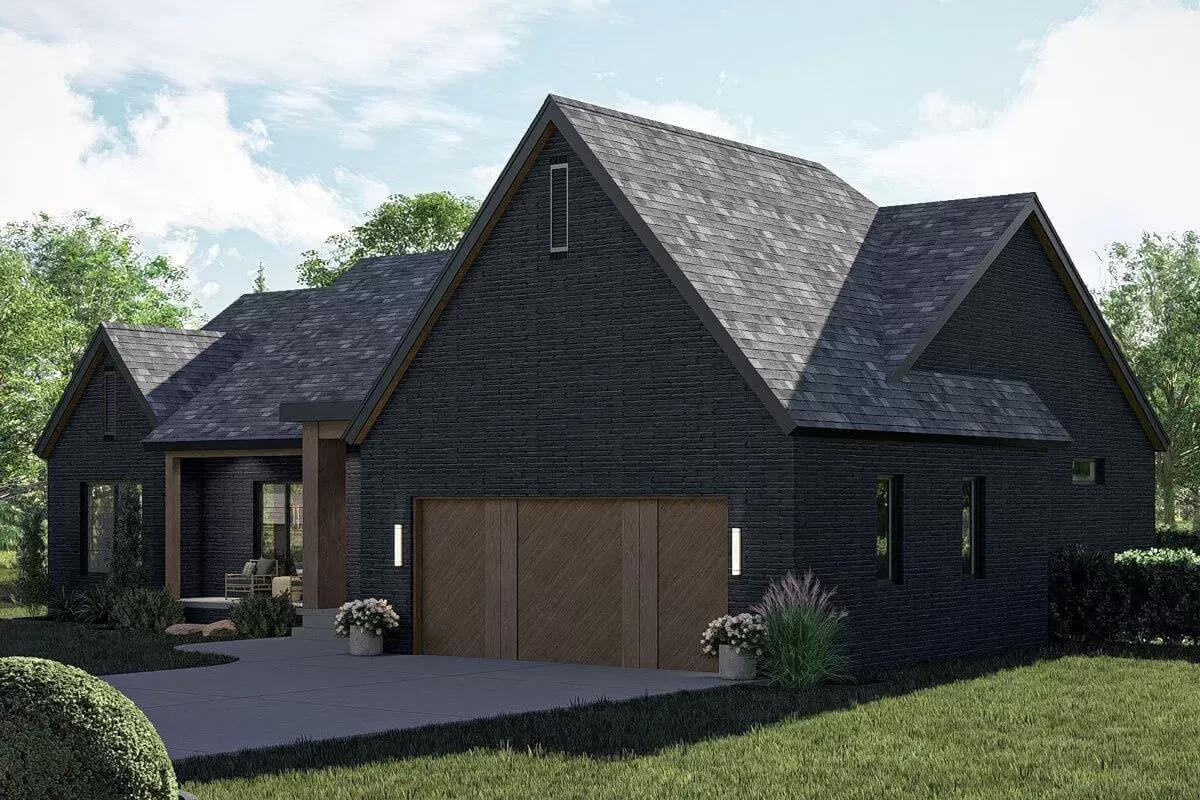 Check Out the Rich Contrast of Dark Brick and Natural Wood