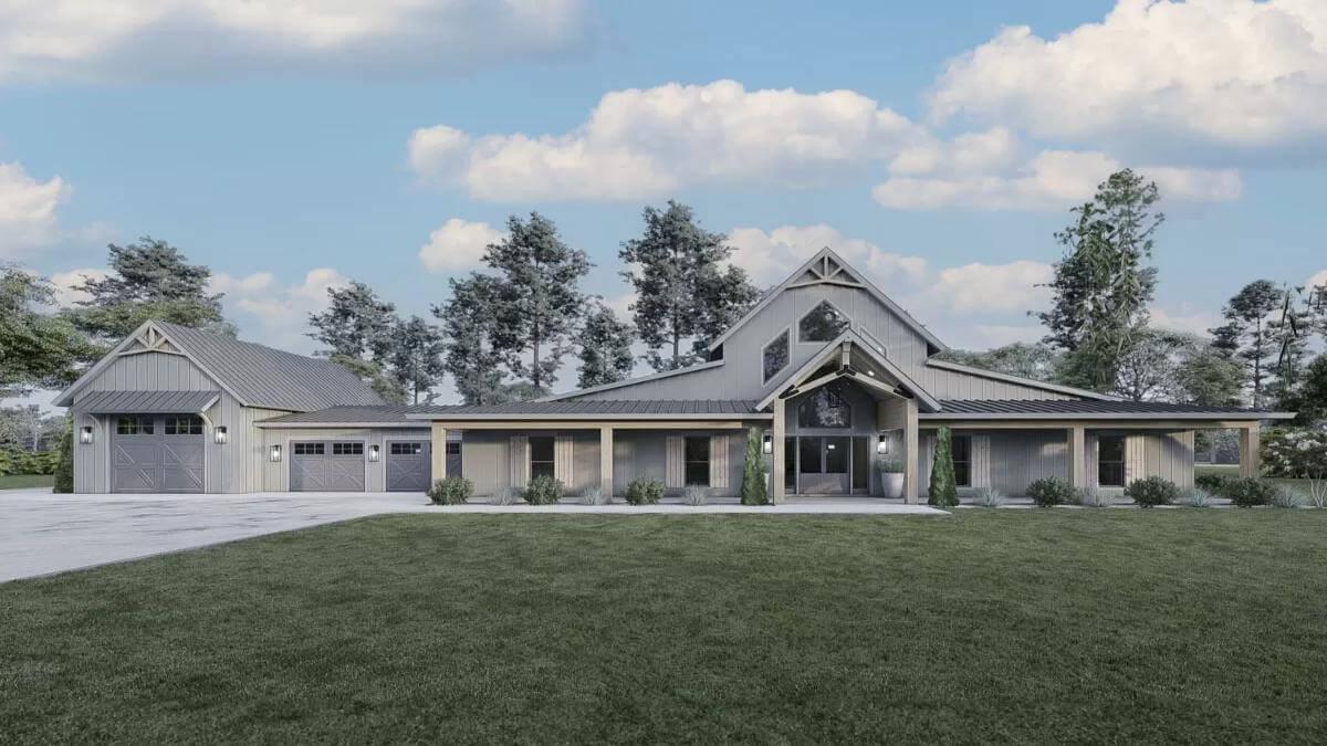 Spacious Craftsman Exterior with Striking Metal Roof