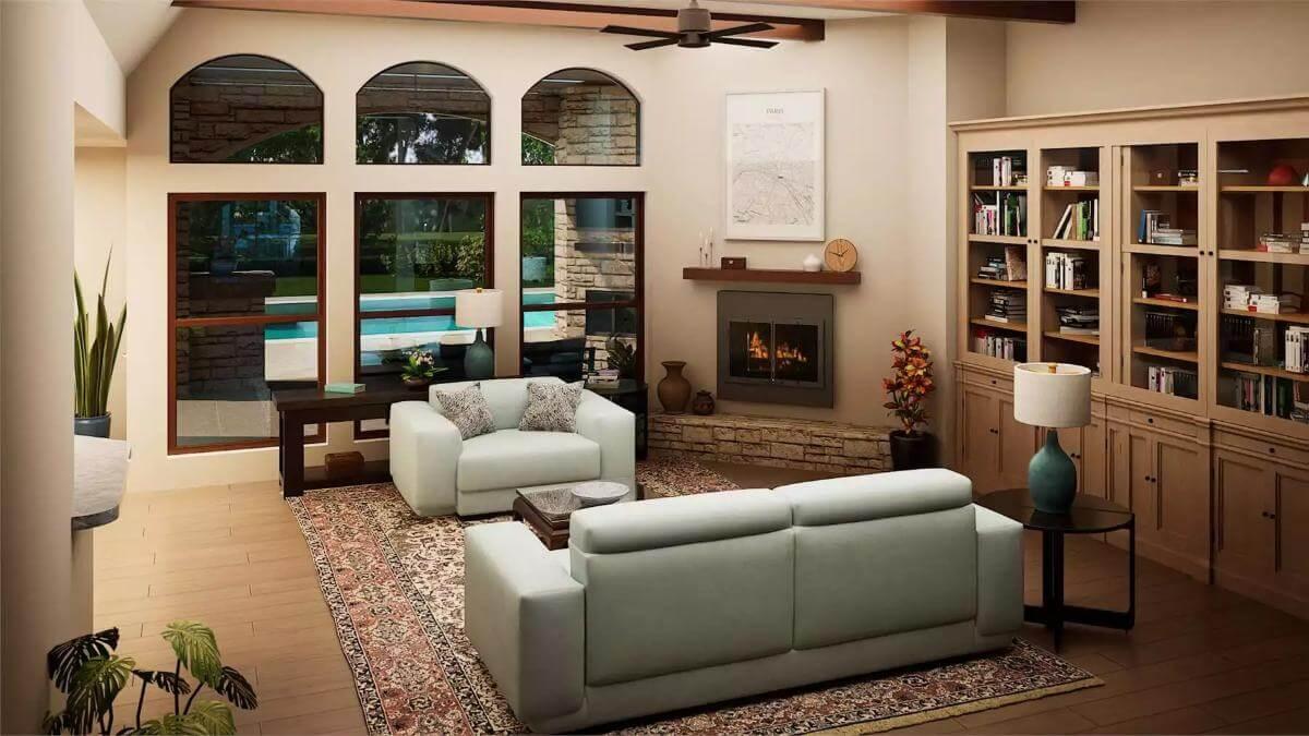 Step Inside This Inviting Living Room with a Wall of Windows