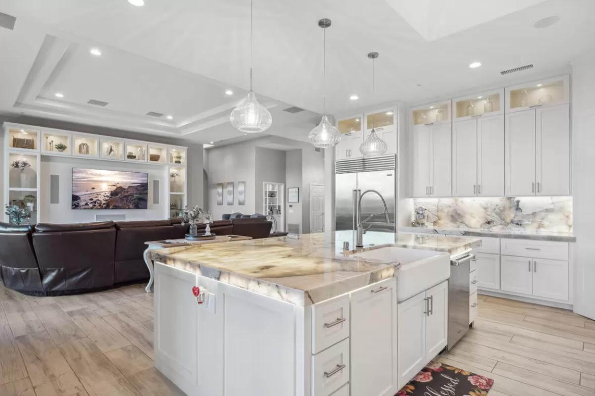 Look at That Expansive Marble Island in the Living Area