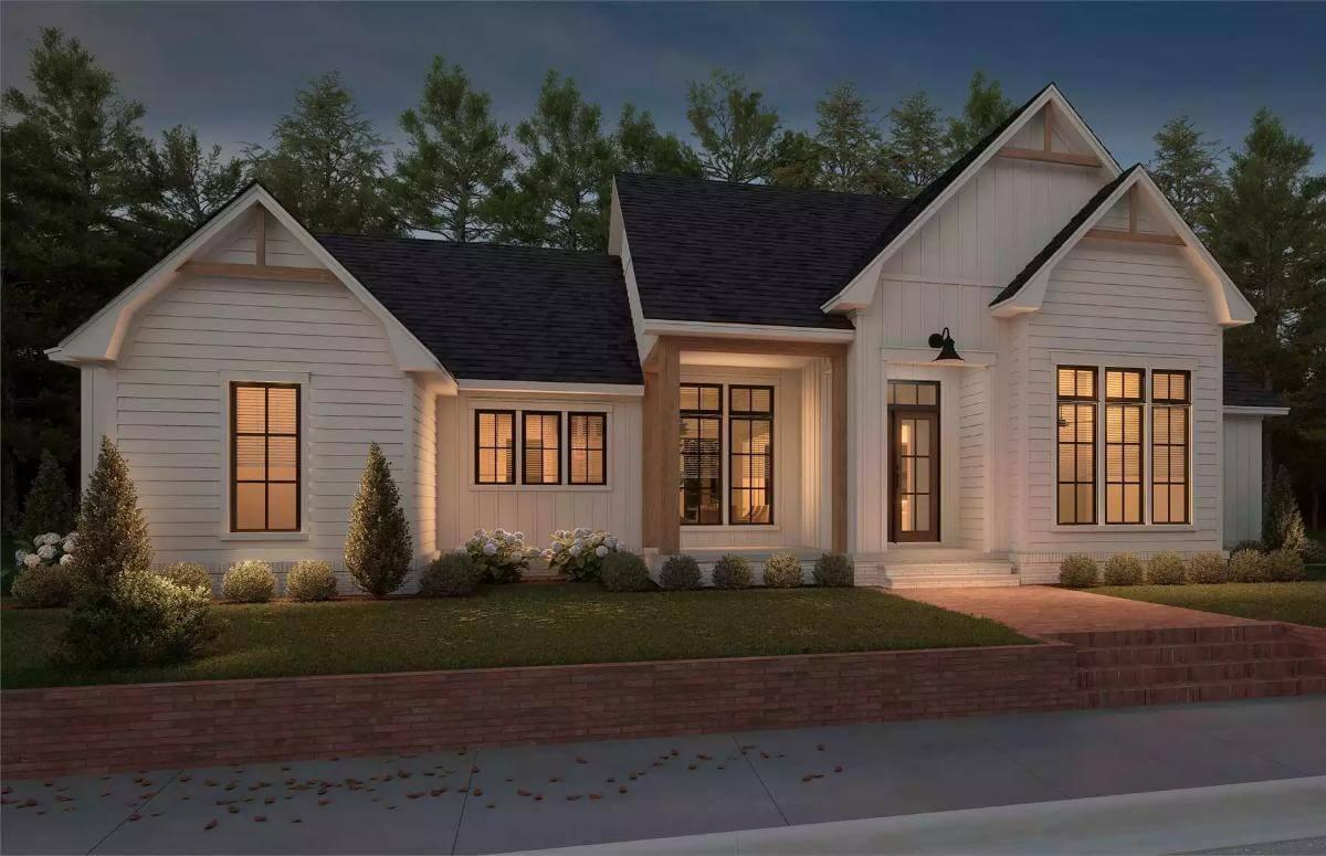 Evening Glow on a Modern Craftsman with Symmetrical Appeal