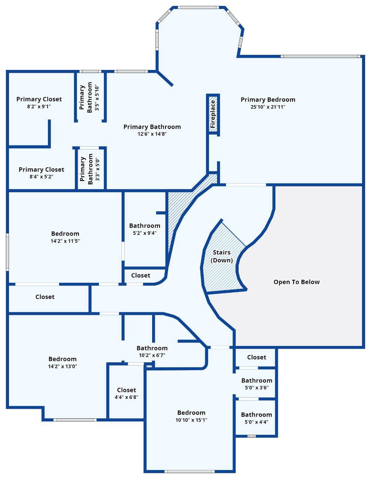 Remarkable Upper Floor Design with a Fireplace-Centered Primary Suite