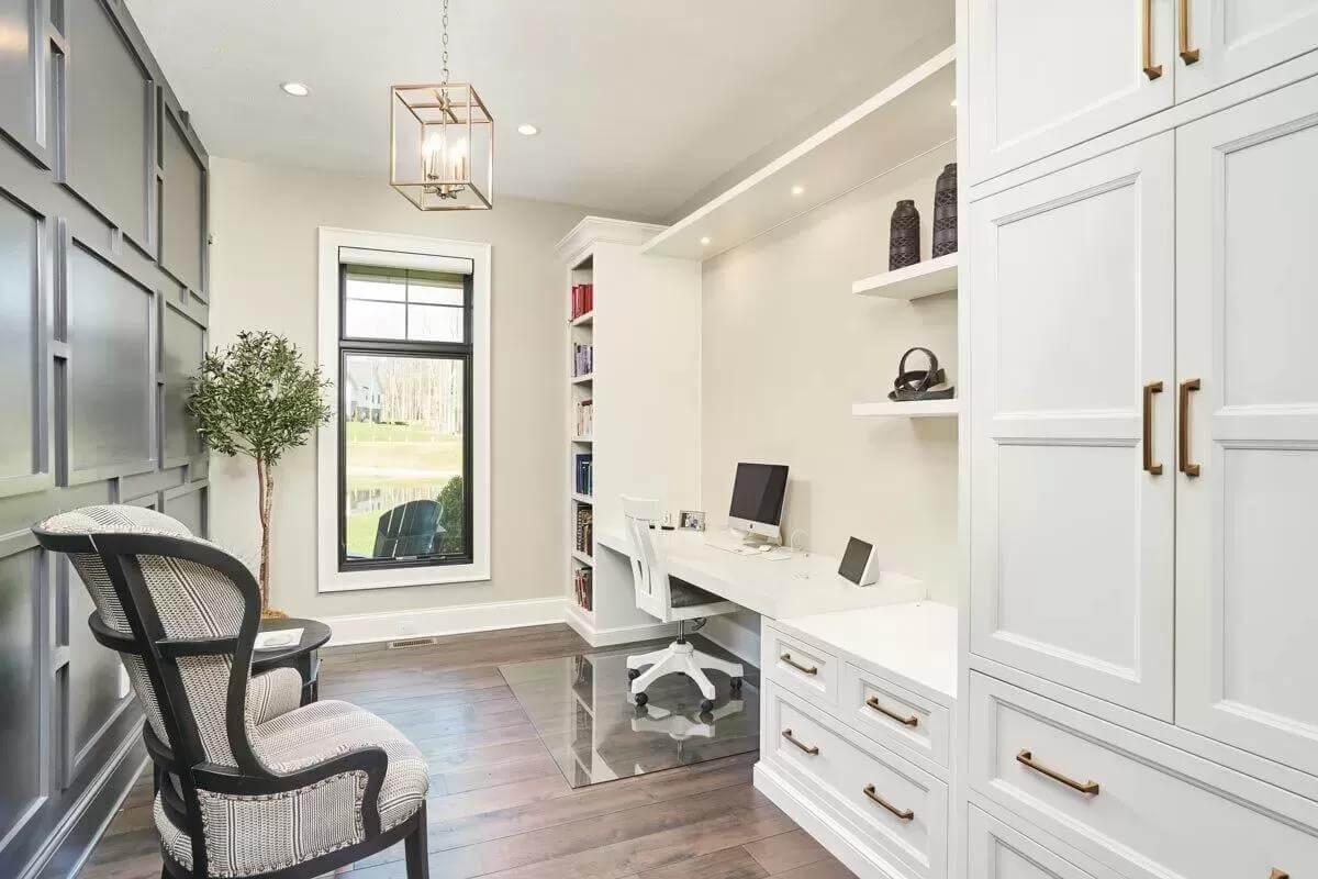 Modern Home Office with Custom Built-Ins and Scenic Views