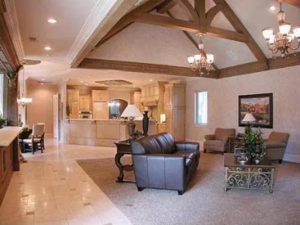 Wow, Notice the Exposed Wooden Beams in This Stylish Living Room