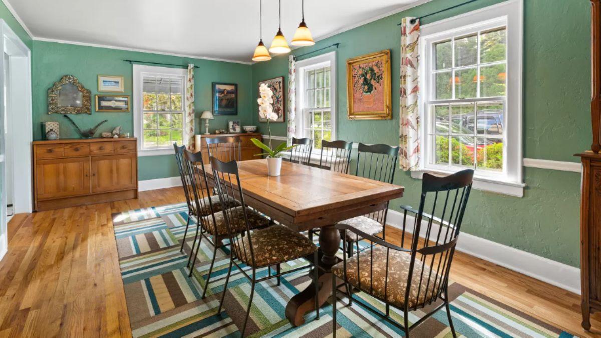 Notice the Eclectic Artwork in This Sunny Dining Room