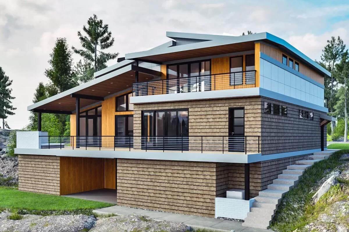 Wow, Those Layered Rooflines and Wood Details Make an Impression