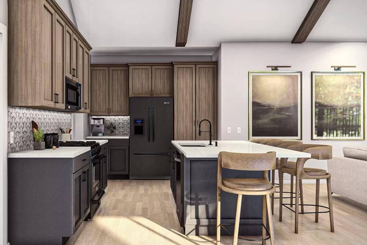 Check Out the Exposed Beams in This Craftsman Kitchen with a Modern Twist