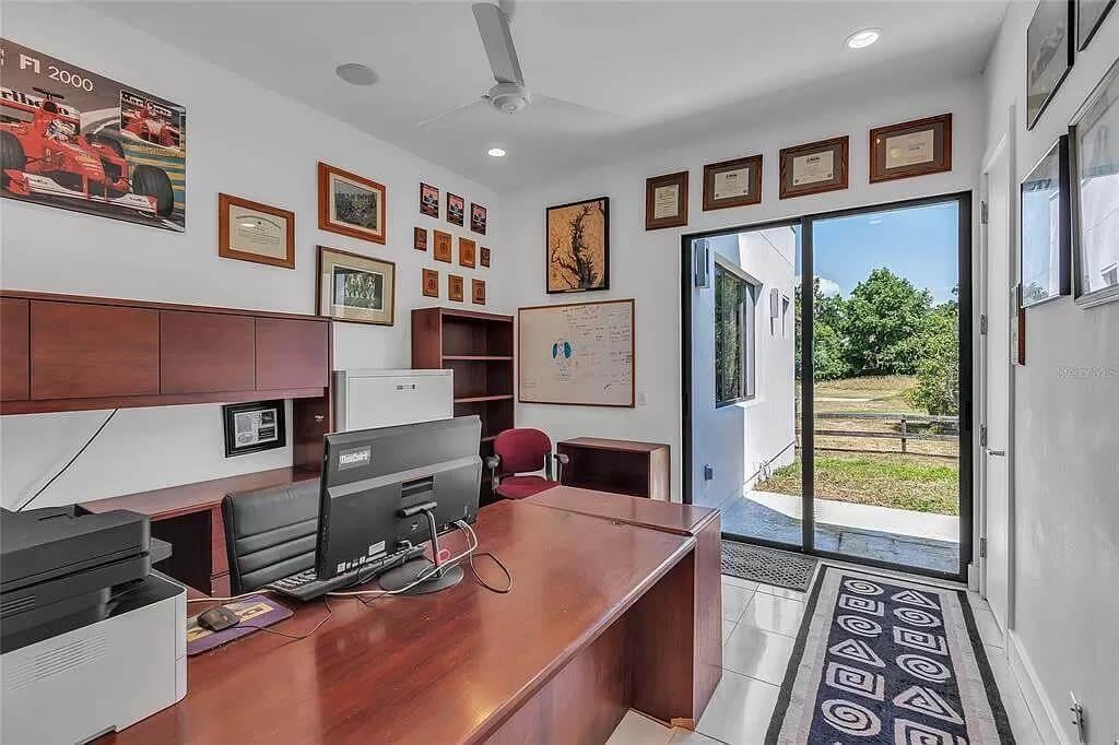 A Home Office with Racing Memorabilia and Scenic Views