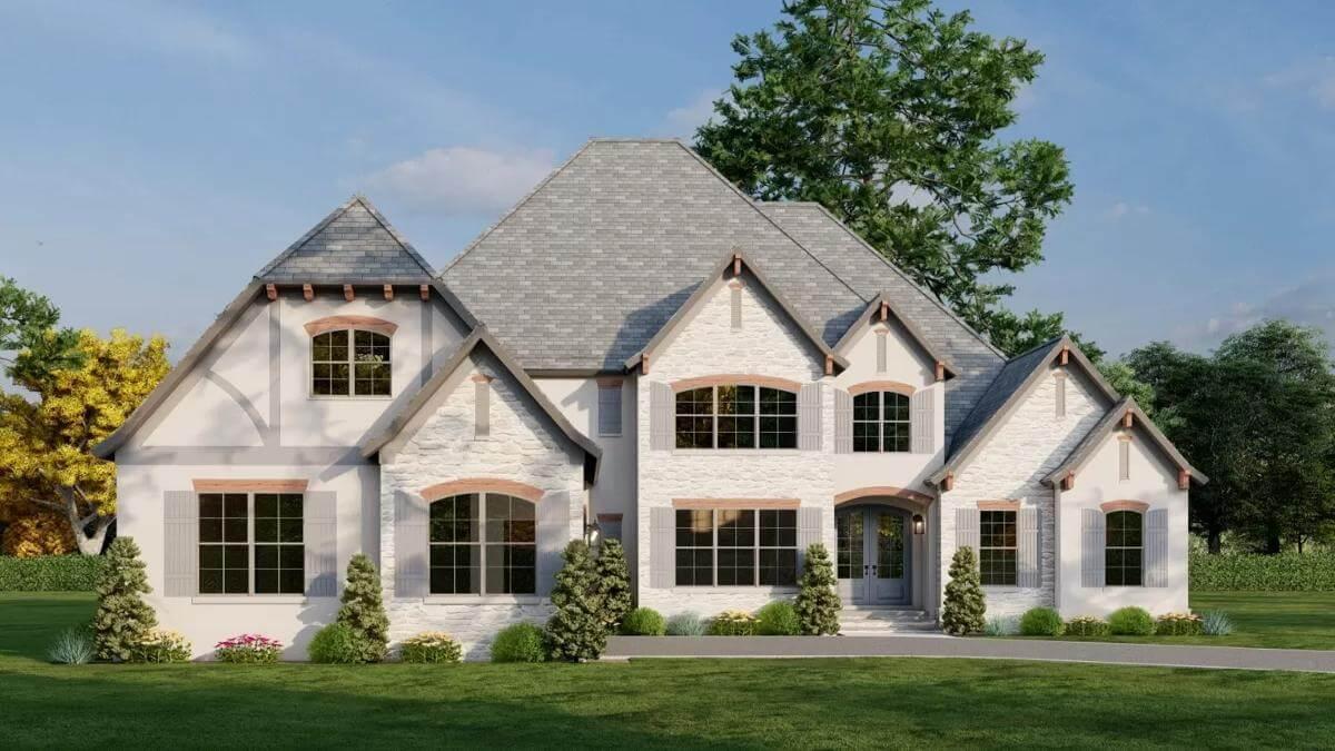 Timeless Tudor-Style Home with Elegant Stone Facade
