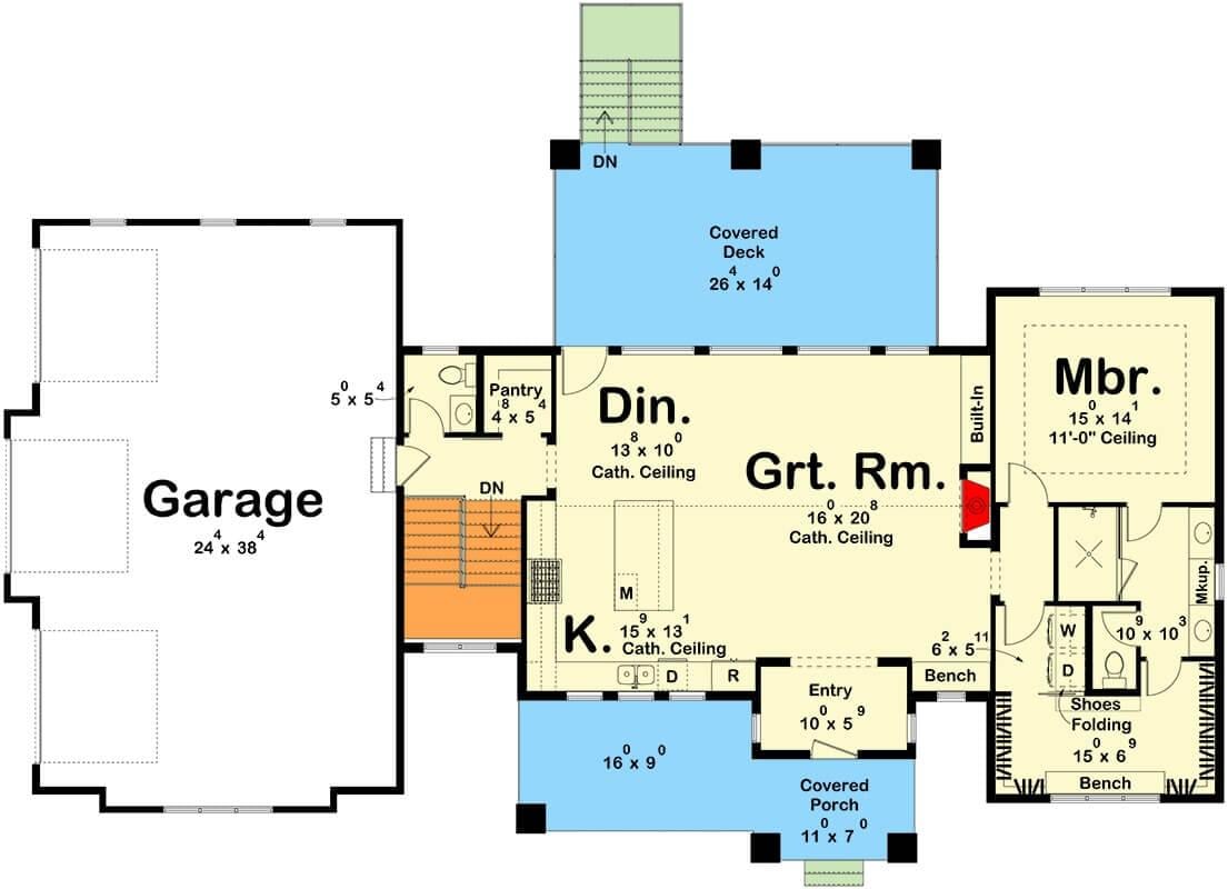 Craftsman Main Floor Layout with Expansive Great Room
