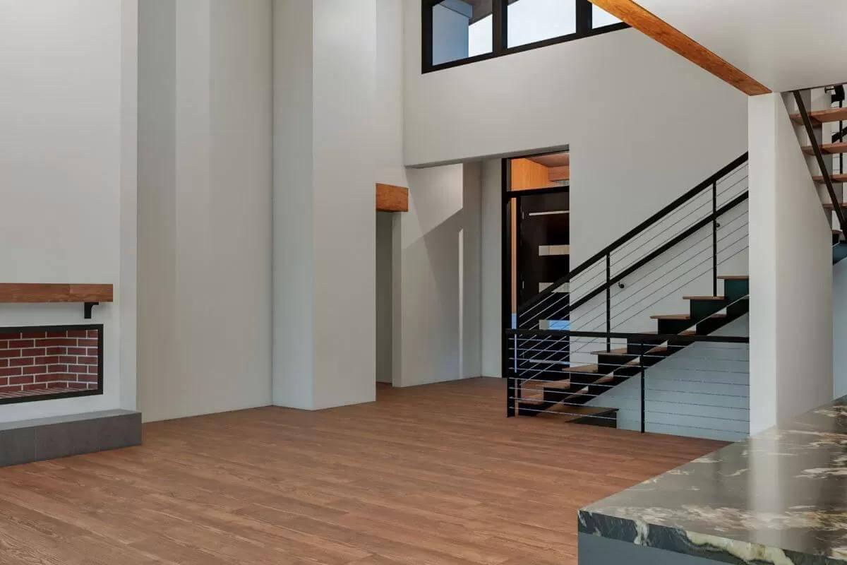 Wow, Look at That Striking Staircase Framing the Open Entryway