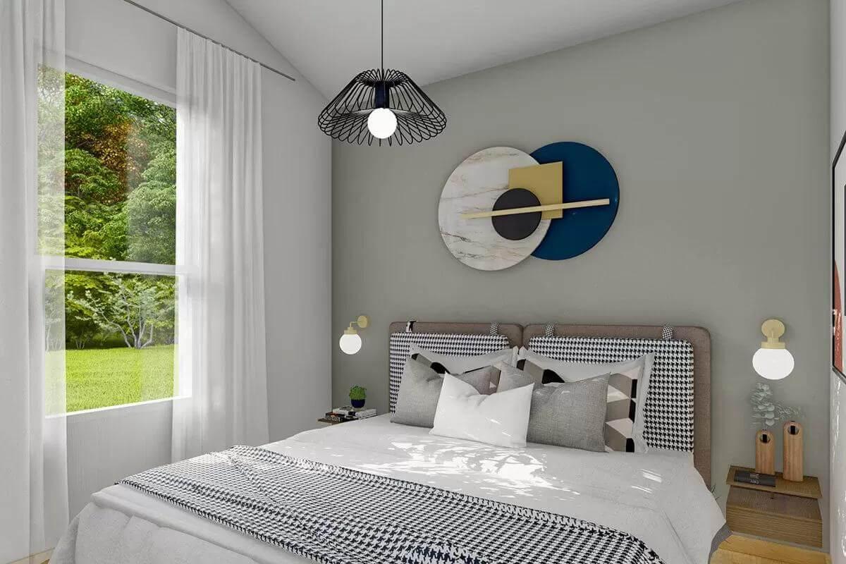 Notice the Artistic Wall Decor in This Modern Bedroom Retreat