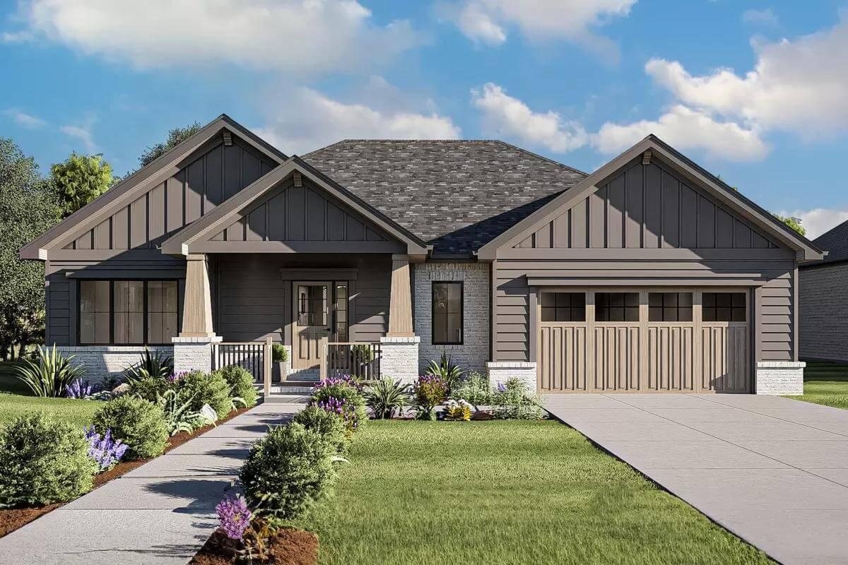 Craftsman Charm with Earthy Tones and Bold Rooflines