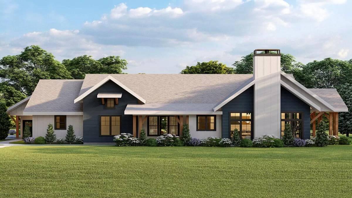 Craftsman Style with Striking Contrasts and a Soaring Chimney