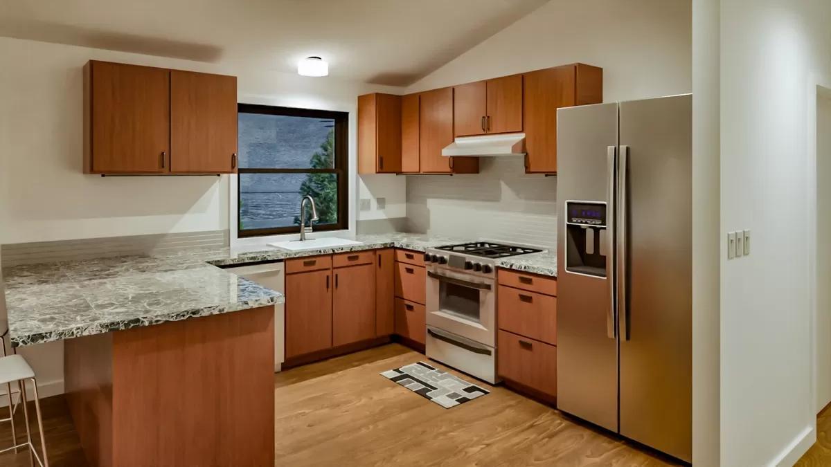 Step into This Modern Kitchen with Marble Countertops