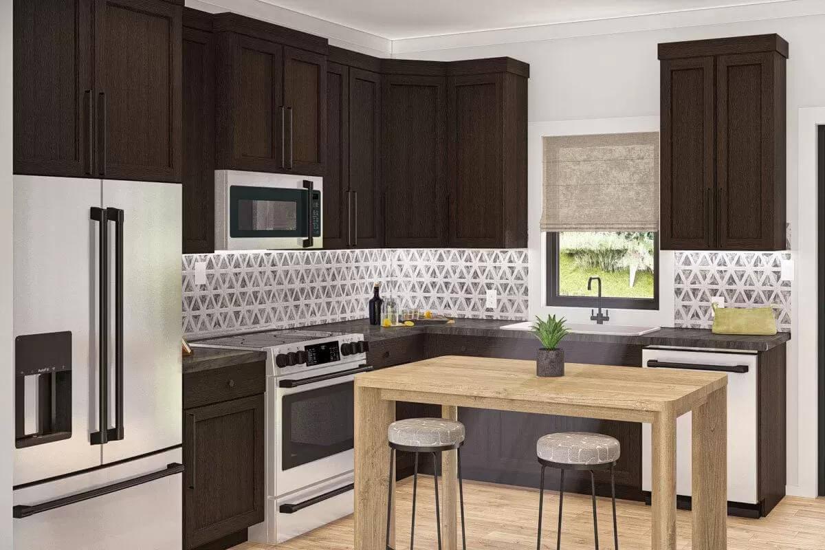 Geometric Backsplash Brings Texture to Contemporary Kitchen