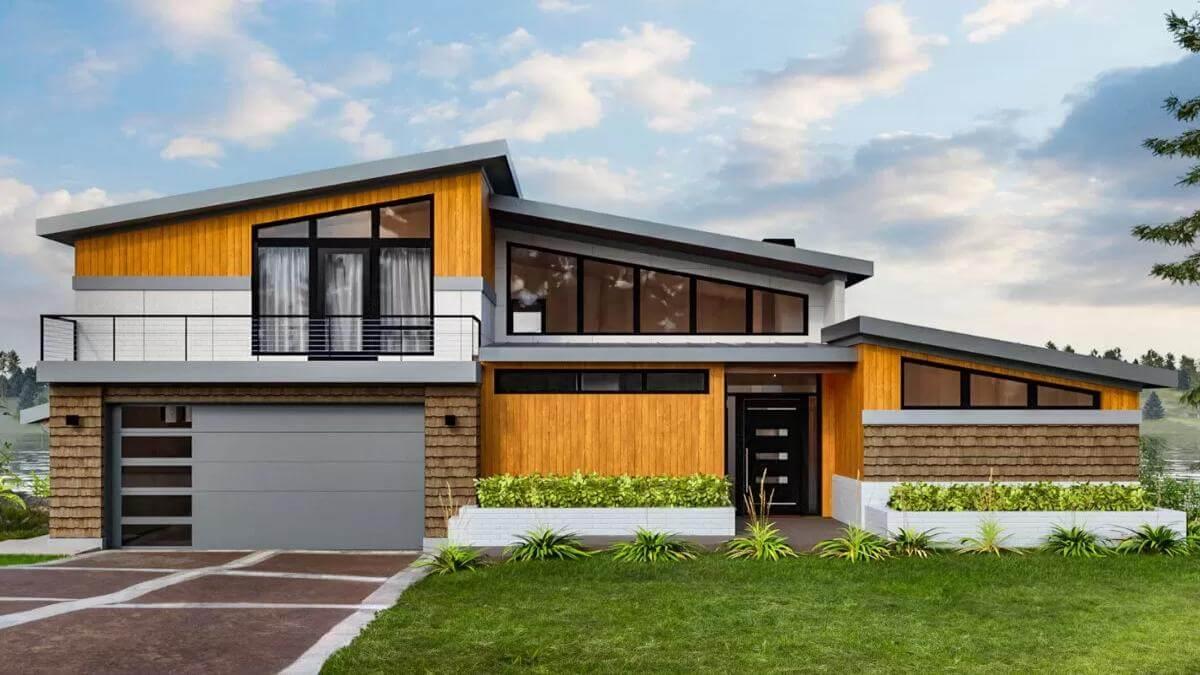 Mid-Century Modern Vibes with Striking Angular Rooflines