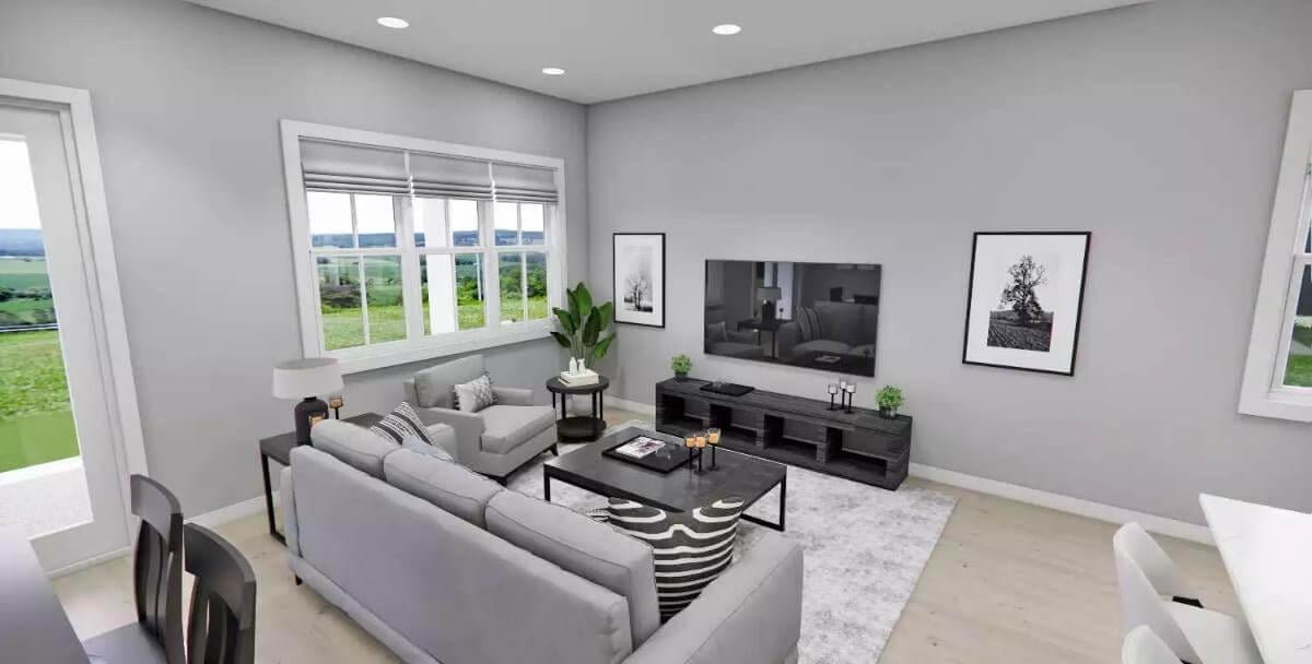 Modern Living Room with Stunning Views and Cozy Seating