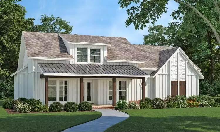 Classic Farmhouse Facade with Board and Batten Siding