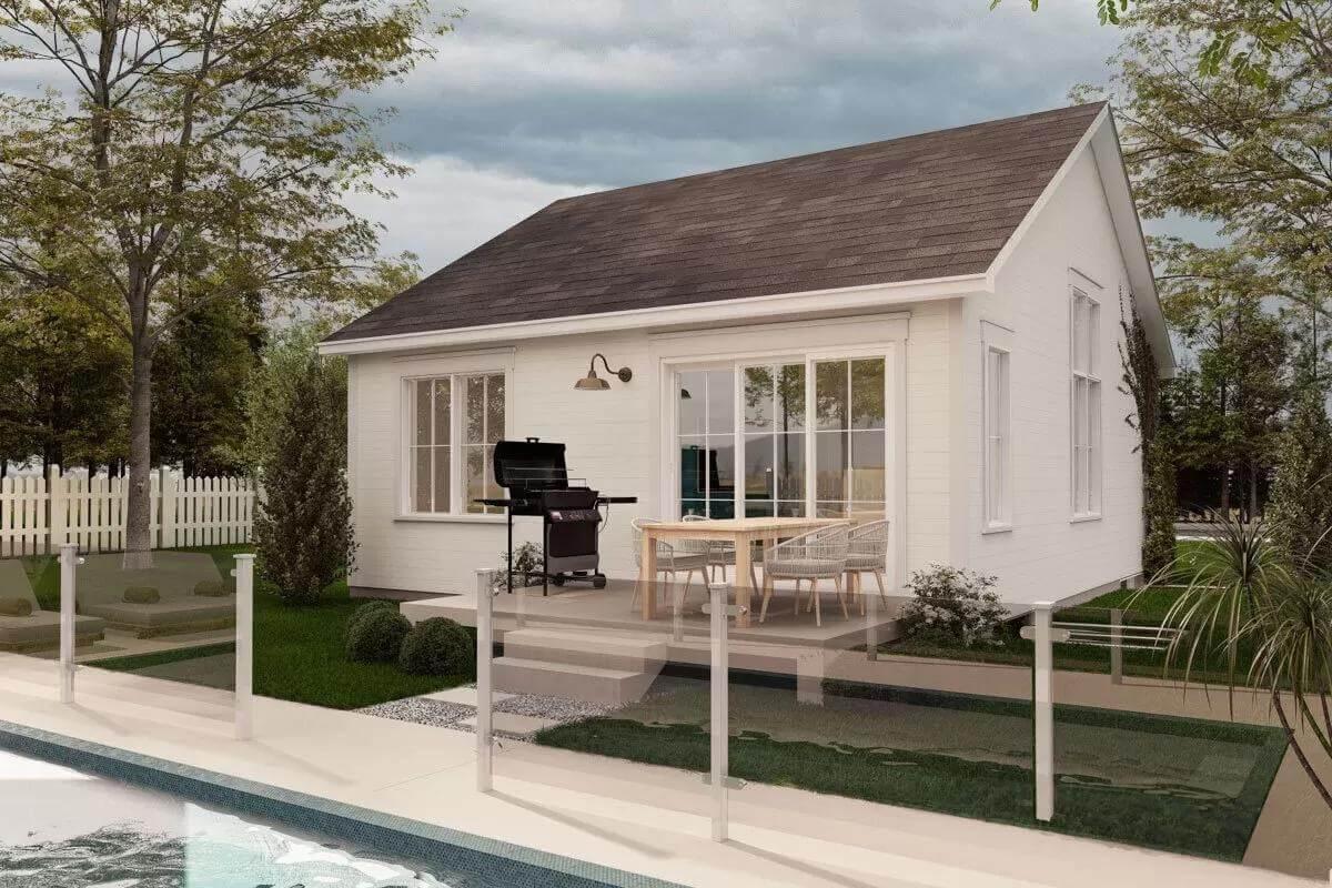 Cozy Poolside Retreat with Glass Fencing for a View
