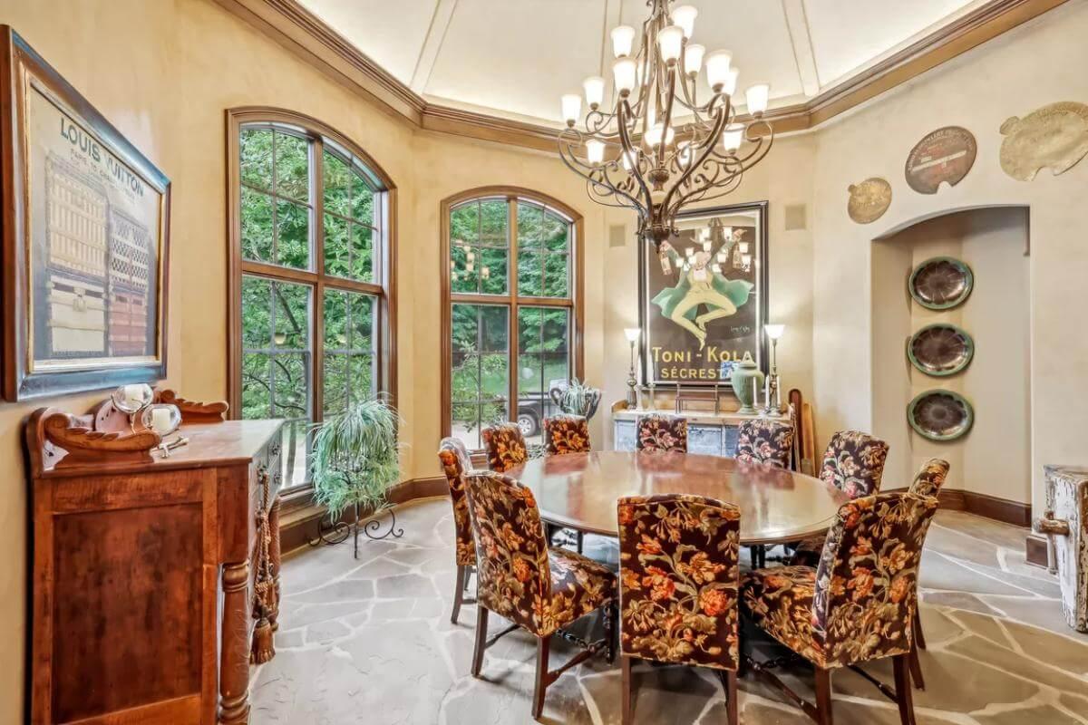 Look at the Vaulted Ceiling and Rich Tones of This Elegant Dining Room
