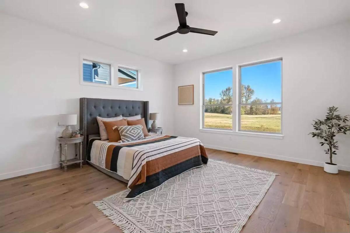 Wow, Check Out This Minimalist Bedroom with a Striking Tufted Headboard