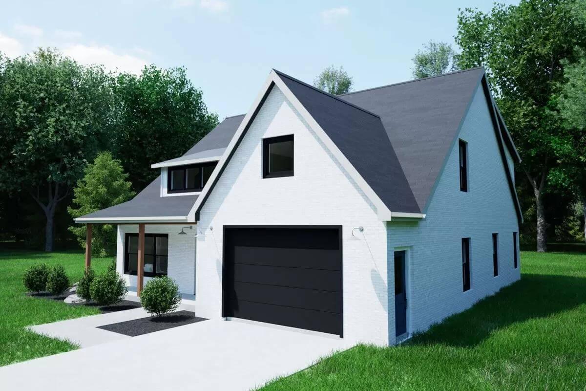 Simple Gable Roof and Black Accents Make a Bold Statement