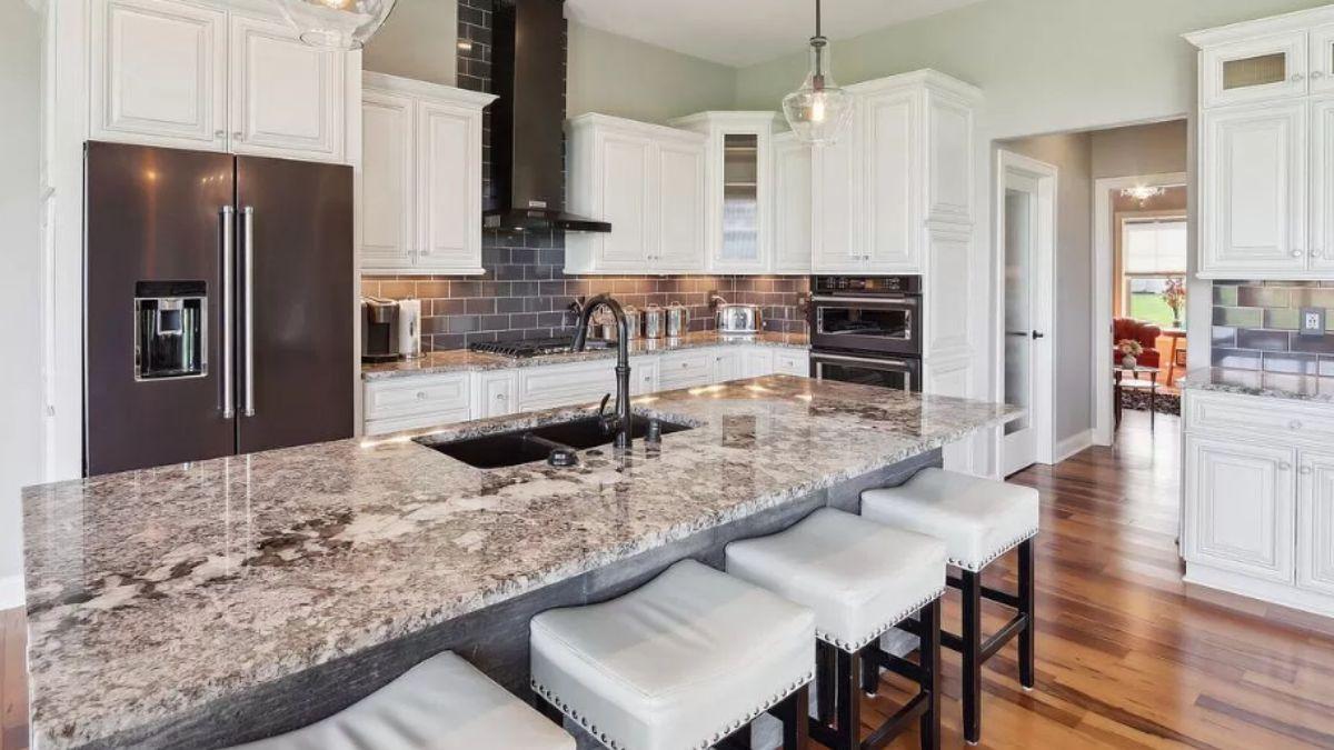Wow, Look at the Granite Island in This Sleek Craftsman Kitchen