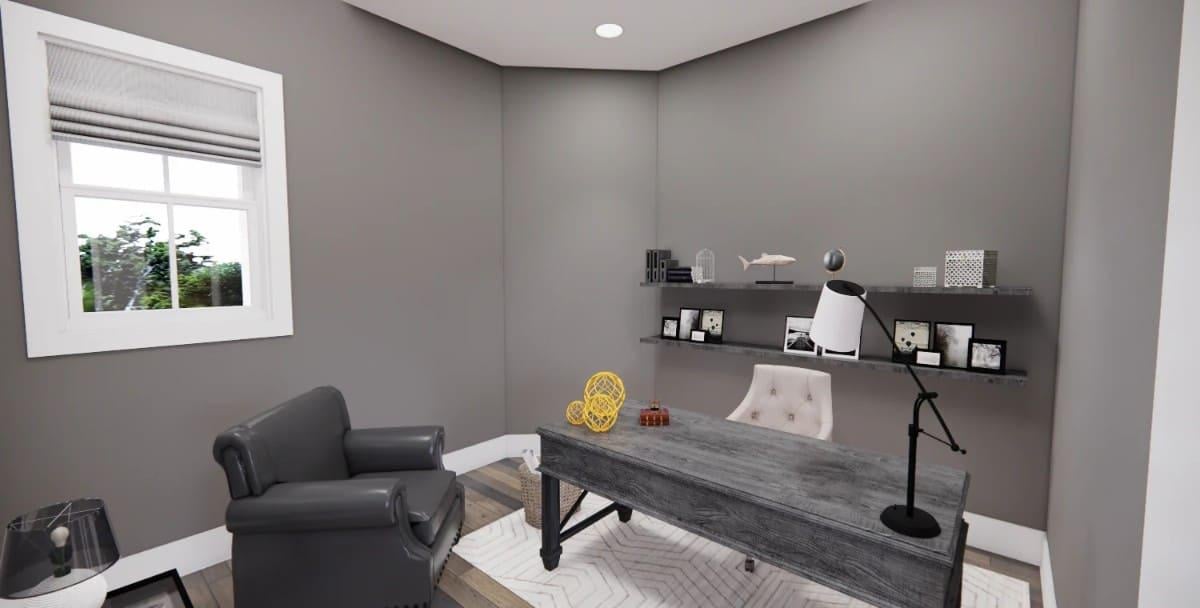 Study Room with Smart Shelving and Complimentary Gray Palette