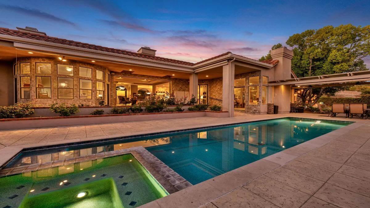 Poolside Serenity with a Stately Covered Patio