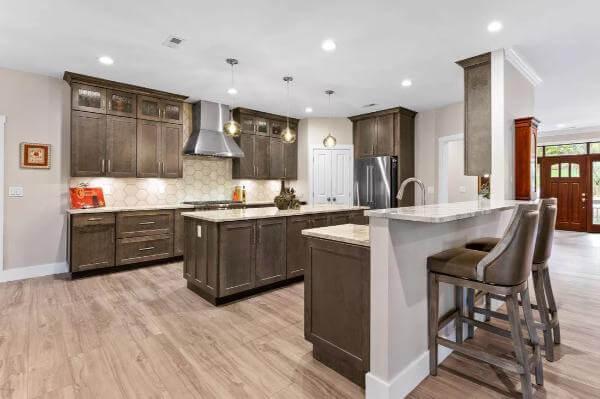 Wow, Check Out the Hexagonal Tile Backsplash in This Craftsman Kitchen