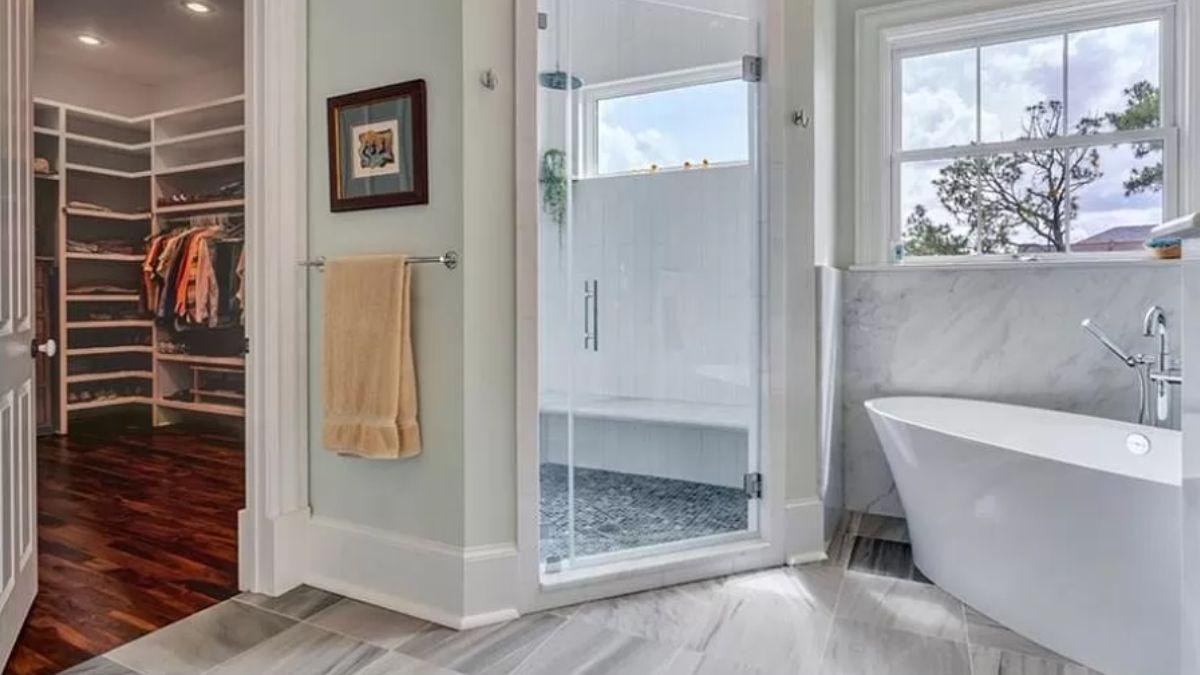 Peek Into the Walk-In Closet and Luxurious Shower in This Bathroom Retreat